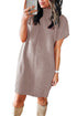 Patch Pocket Ribbed Knit Short Sleeve Sweater Dress
